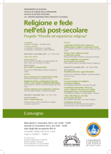 Religione e fede nell`età post-secolare - Dipartimenti