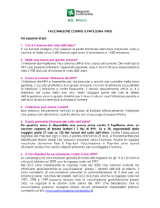 VACCINAZIONE CONTRO IL PAPILLOMA VIRUS Per