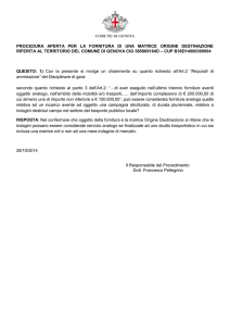 PROCEDURA APERTA PER LA FORNITURA DI UNA MATRICE