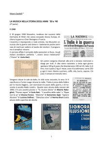 LA MUSICA NELLA STORIA DEGLI ANNI `30 e `40