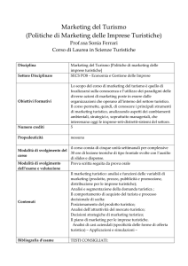 Marketing del Turismo (Politiche di Marketing delle Imprese Turistiche)