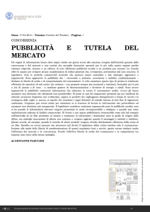 pubblicità e tutela del mercato