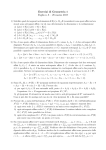 Esercizi di Geometria 1 Foglio n. 8 – 28 marzo 2017