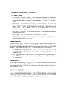 Curriculum breve di Luca Padovani