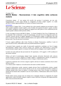 LESCIENZE.IT 22 giugno 2016 IRCCS Medea
