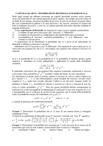 1 CAPITOLO QUARTO – DISTRIBUZIONE BINOMIALE (O DI