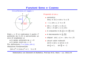Funzioni Seno e Coseno - Dipartimento di Matematica