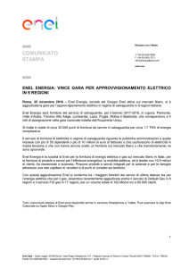 ENEL ENERGIA: VINCE GARA PER APPROVVIGIONAMENTO