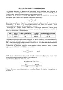 Coefficiente di variazione e scarto quadratico medio Per effettuare