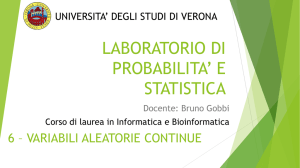 LABORATORIO DI PROBABILITA` E STATISTICA