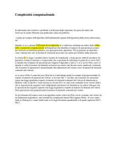 Complessità computazionale - Informatica Scienze Applicate