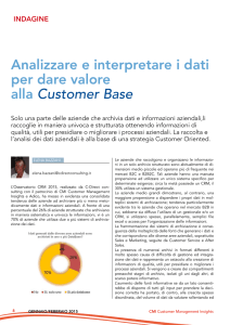 Analizzare e interpretare i dati per dare valore alla Customer Base