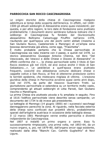 PARROCCHIA SAN ROCCO CASCINAGROSSA Le origini storiche