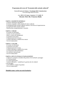 Programma del corso di “Economia delle aziende culturali”