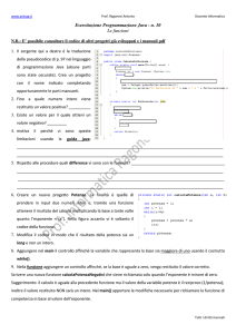 Esercitazione Programmazione Java - n. 10 Le funzioni