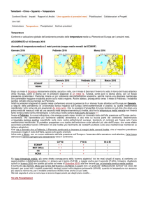Previsione temperature emessa a Gennaio 2016