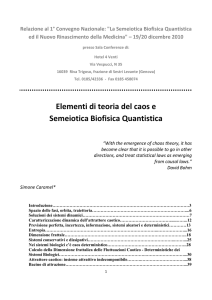 Elementi di teoria del caos e Semeiotica Biofisica Quantistica