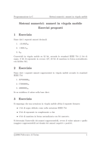 Sistemi numerici: numeri in virgola mobile Esercizi proposti 1