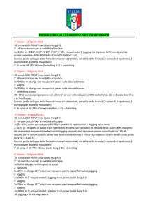2 Agosto 2016 10` corsa al 60-70% FCmax (Scala Borg 2-3)