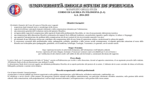 MANIFESTO DEGLI STUDI CORSO DI LAUREA IN FILOSOFIA (L