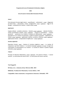 Programma del corso di Fondamenti di Aritmetica e Algebra