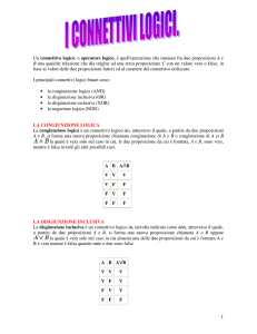 1 Un connettivo logico, o operatore logico, è quell`operazione che