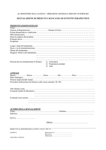 Segnalazione mancanza effetto terapeutico