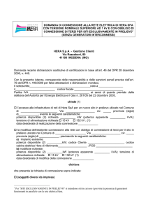 DOMANDA DI CONNESSIONE ALLA RETE ELETTRICA DI HERA