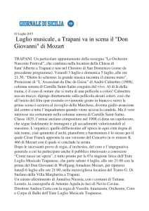 Luglio musicale, a Trapani va in scena il "Don Giovanni" di Mozart