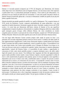 MISSIONE CASSINI TARGET 1: Saturno è il secondo pianeta