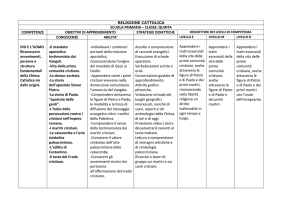 Religione Cattolica: Piano di Studi Quinta Elementare