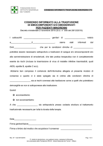 consenso informato alla trasfusione - Fondazione IRCCS