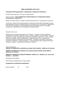 Citogenetica e diagnostica molecolare Docente Titolare del corso