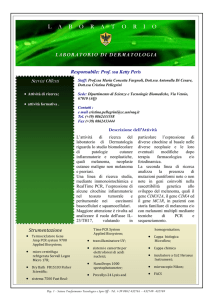 LABORATORIO DI DERMATOLOGIA L A B O R A T O R I O