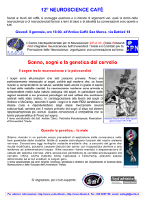 12° NEUROSCIENCE CAFÈ Sonno, sogni e la genetica del cervello