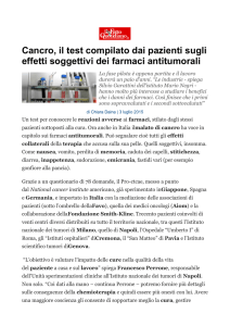 Cancro, il test compilato dai pazienti sugli effetti soggettivi dei