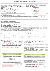 FORMULARIO DI FORMULARIO DI TEORIA DEI NUMERI