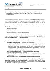 Voce C.15 del conto economico: i proventi da partecipazioni