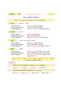 Lesson 34 - `Forma Interrogativa` e `Forma Negativa` dei Verbi