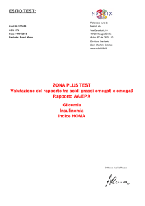 ESITO TEST: ZONA PLUS TEST Valutazione del rapporto tra acidi