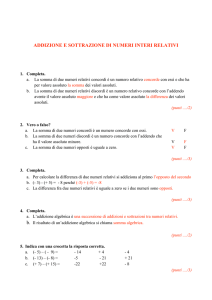 addizione e sottrazione di numeri interi relativi