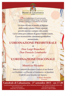 L`ORDINAZIONE PRESBITERALE L`ORDINAZIONE DIACONALE
