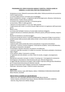 PROGRAMMA DEL CORSO DI BIOLOGIA ANIMALE E GENETICA