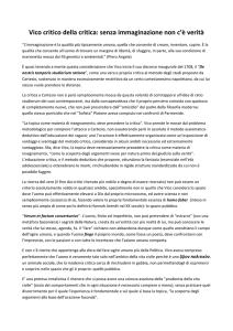 Vico critico della critica: senza immaginazione non c`è verità