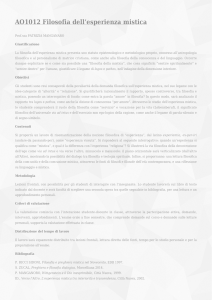 AO1012 Filosofia dell`esperienza mistica