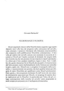Giovanni Berlucchi* NEUROSCIENZE E FILOSOFIA Alcuni