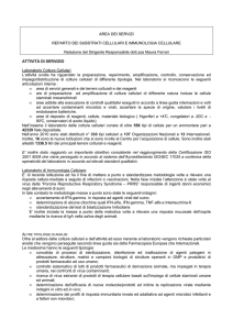 AREA DEI SERVIZI REPARTO DEI SUBSTRATI CELLULARI E