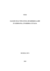 saggio sull`influenza di kierkegaard in germania, ungheria e italia
