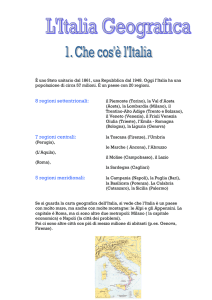 8 regioni settentrionali: 7 regioni centrali: 5 regioni