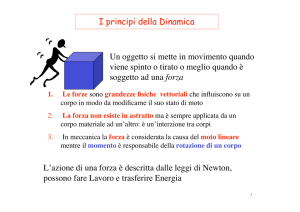 I principi della Dinamica L`azione di una forza è descritta dalle leggi